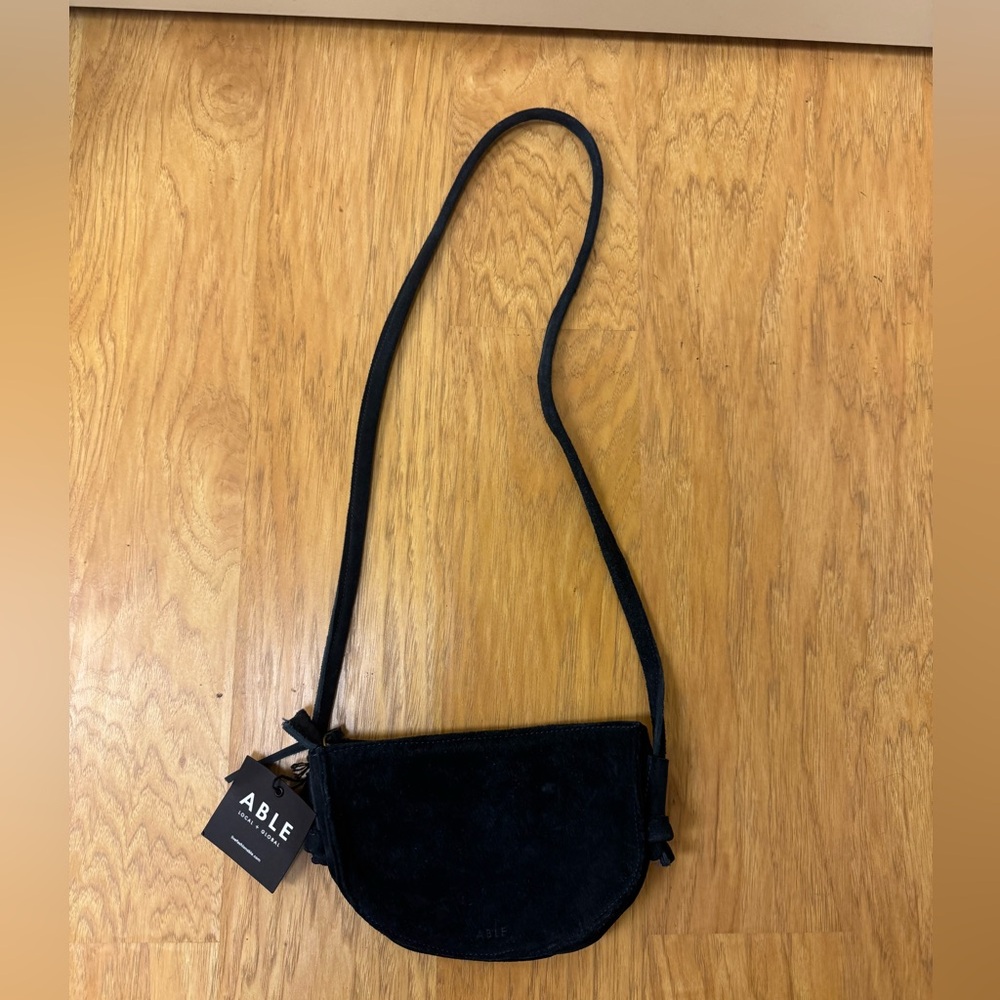 NWT Able Navy Crossbody Leather Bag